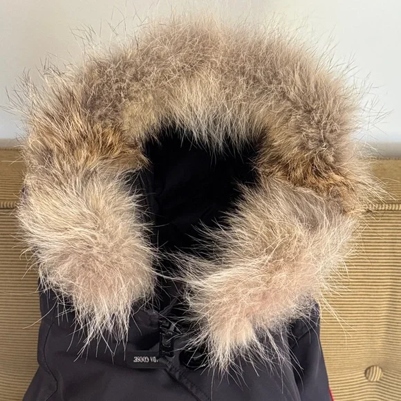 Canada Goose Jasper Navy Parka with Authentic Coyote Fur Trim - Picture 9 of 14